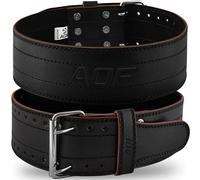 AQF Weightlifting Belt for Men & Women - 6mm Thick 100% Genuine Leather Gym Belt for Weight Lifting, Powerlifting, Strength Training, Squat, Deadlift Workout, Bodybuilding (Black, S)