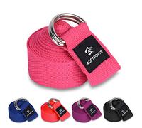 AQF Yoga Strap 1.8M, 2.4M, 3M Soft Cotton Leg Stretcher with D-Ring Buckle Adjustable Fitness Belt for Leg Stretching & Body Stretch Band (Pink, 2.4M)