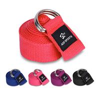 AQF Yoga Strap 1.8M, 2.4M, 3M Soft Cotton Leg Stretcher with D-Ring Buckle Adjustable Fitness Belt for Leg Stretching & Body Stretch Band (Red, 2.4M)