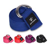 AQF Yoga Strap 1.8M, 2.4M, 3M Soft Cotton Leg Stretcher with D-Ring Buckle Adjustable Fitness Belt for Leg Stretching & Body Stretch Band (Blue, 3M)