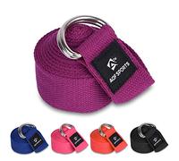 AQF Yoga Strap 1.8M, 2.4M, 3M Soft Cotton Leg Stretcher with D-Ring Buckle Adjustable Fitness Belt for Leg Stretching & Body Stretch Band (Purple, 1.8M)