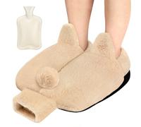 AQhui Foot Warmer Non Electric, Heated Slippers for Women and Men, 36x30cm Feet Warmers for Winter, 2L Hot Water Bottle Slippers Cushion Washable and Removable, Heated Foot Warmers Pad (grey) (BEIGE)