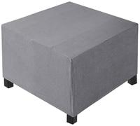 AQIGR Large Square Footstool Cover, Stretch Ottoman Cover Washable Super Soft Universal Pouffe Cover with Elastic Bottom Anti-Slip Foot stool Slipcovers(Light Grey,L 65x W 65xH 45cm)