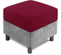 AQIGR Square Ottoman Cover 50x50 60x60 80x80 Stretch Footstool Slipcovers, Soft Protector Pouffe Cover Only, Removable Washable with Elastic Bottom(Wine red,60 x 60 cm)