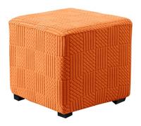AQIGR Stretch Footstool Cover, Non Slip Ottoman Slipcover with Elastic Bottom,Soft Square All Inclusive Stool Covers, Dustproof and Machine Washable Furniture Protector(Orange,35-45cm/12-17in)