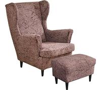 AQIGR Stretch Wingback Chair Slipcover and Ottoman Cover 2-Piece Set, Anti-Scratch Furniture Protector for Pets, Elastic Sofa Cover for Living Room, Washable(#21)