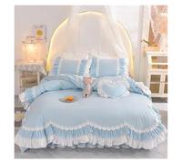 AQIOERH Bedding Set Princess Style Cotton Bedding Set Romantic Double Layer Ruffles Quilt Cover Bed Skirt Linen Pillow Shams for bedroom(2,1.5M Bed Skirt 4pcs)
