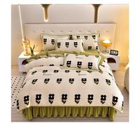AQIOERH Bedding Set Thick Skin-friendly Warm Flannel Four-piece Printed Milk Fleece Bed Skirt Four-piece Set(Grimm fairy tale)