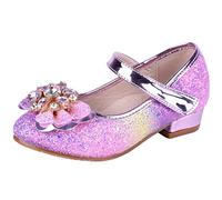 AQIYI Girls Princess Shoes Toddlers Sequin Sweet Bows Sandals Little Girls Party Pumps Sparkle Wedding Dress Shoes（7.5UK/Label Size26,Pink Purple