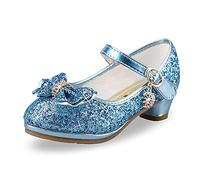 AQIYI Girls Princess Shoes Toddlers Sequin Sweet Bows Sandals Little Girls Party Pumps Sparkle Wedding Dress Shoes（11UK/Label Size29,Blue
