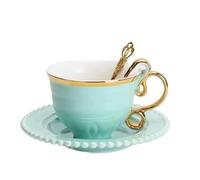 AQKKMN Handmade Ceramic Coffee Mug Cup and Saucer Set Pink Pottery Coffee Tea Cup and Saucer Set Plate Oat Milk Mug coffee cup(2)