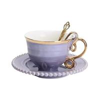 AQKKMN Handmade Ceramic Coffee Mug Cup and Saucer Set Pink Pottery Coffee Tea Cup and Saucer Set Plate Oat Milk Mug coffee cup(3)