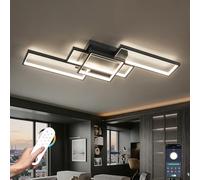 AQLEDY 85cm LED Ceiling Light Dimmable, Modern Rectangular Ceiling Lamp for Living Room Bedroom, APP & Remote Control, Flicker-Free with Memory Function & Control Lock (Black)