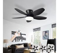AQLEDY Ceiling Fans with Lights and Remote, Fan Lights Led Ceiling for Bedroom, Indoor 5 Blades Silent Large Fan Lamp, Dimmable 6-SPD Reversible DC Motor with Timer for Living Room-Black||36in