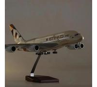 AQMUZE 1 160 Scale Diecast Resin Airline A380 ETIHAD Aircraft With Lights And Wheels Aircraft Display Model Miniatures Set(With light)