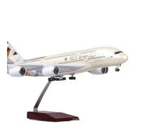 AQMUZE 1 160 Scale Diecast Resin Airline A380 ETIHAD Aircraft With Lights And Wheels Aircraft Display Model Miniatures Set(No light)