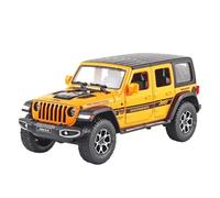AQMUZE Suitable For Jeep Wrangler Off-road 1:22 Alloy Car Model Die-casting Sound And Light Interior Home Decorations(Yellow)