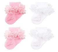 AQOKKA Baby Girls Socks Eyelet Ruffle Double Lace Baby Newborn Summer Dress Socks for Boy Infant Toddler Kids 6-12 months