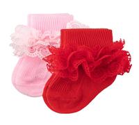 AQOKKA Baby Girls Socks Eyelet Ruffle Double Lace Baby Newborn Summer Dress Socks for Boy Infant Toddler Kids 6-12 months