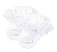 AQOKKA Baby Girls Socks Eyelet Ruffle Double Lace Baby Newborn Summer Dress Socks for Boy Infant Toddler Kids 6-12 months