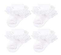 AQOKKA Baby Girls Socks Eyelet Ruffle Double Lace Baby Newborn Summer Dress Socks for Boy Infant Toddler Kids 0-6 months