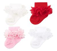 AQOKKA Baby Girls Socks Eyelet Ruffle Double Lace Baby Newborn Summer Dress Socks for Boy Infant Toddler Kids 0-6 months