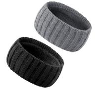 AQOKKA Knit Winter Headbands for Women Fuzzy Wool Fleece Lined Ear Warmers Elastic Turban Crocheted Head Wrap Winter Accessories for Women Cold Weather