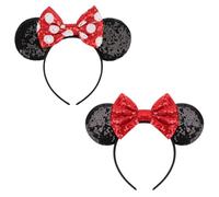 AQOKKA Mouse Ears Headbands with Bow Minnie Ears Cosplay Costume Hair Accessories for Women Birthday Party Decoration