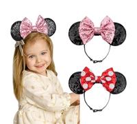 AQOKKA Mouse Ears Headbands with Bow Minnie Ears Cosplay Costume Hair Accessories for Women Birthday Party Decoration