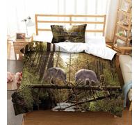 AQOVARLUX Wolf 3D Printed Comforter Cover Set animal Duvet Cover Bedding Set for Kids Teens Boys Room Decor Microfiber Quilt Cover 2 PCS with Pillow Case Hidden Zipper Single（135x200cm）