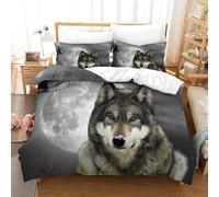 AQOVARLUX Wolf Duvet Cover Set 3 PCS Hotel Quality Quilt Cover Bedding Set Bed Covers with Pillowcases with Zipper Closure Breathable Stylish Comforter Double(200x200cm)