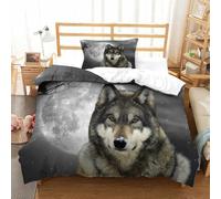 AQOVARLUX Wolf Duvet Cover Set with Pillowcase animal Duvet Quilt Cover 3D Bedding Set for Kids Boys Girls Teens Microfiber Comforter Cover Hidden Zipper Single（135x200cm）