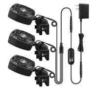 AQQA Aquarium Chiller Fan, Fish Tank Cooling Fan with Wind Speed & Angle Adjustable Timing Function Controller Multiple Lighting Colors, Water Chiller for Freshwater and Saltwater Tanks (3-Fan Head)