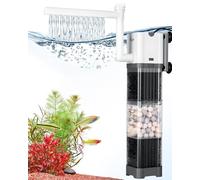 AQQA Aquarium Filter, Fish Tank Filter with Rainshower Pipe Design Adjustable Water Flow, Ultra Silent Biochemical Quartz Balls&Physical Sponge Double Filtration for Fish Tank 35-60 Gallon (8W-200GPH)