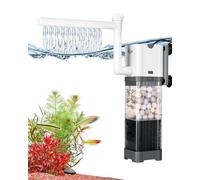 AQQA Aquarium Filter, Power Fish Tank Filter with Rainshower Pipe Adjustable Water Flow, Ultra Silent Biochemical Quartz Balls&Physical Sponge Double Filtration for Fish Tank 20-35 Gallon (6W-145GPH)