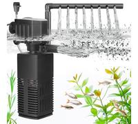 AQQA Fish Tank Filter, 4 in 1 Strong Flow Aquarium Filter, 450L/h Adjustable Fish Tank Filter Pump for Tanks up to 120L