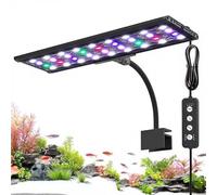 AQQA LED Aquarium Light, 24/7 Mode Clip on Fish Tank Light, Full Spectrum Aquarium Plant Light with Memory Function, Adjustable Timer/Brightness, IP68 Waterproof for 30-40cm Tank, 11W