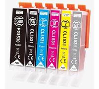 AQree Compatible Ink cartridges Replacement for Canon PGI-530 CLI-531 for Canon TS8750 TS8751 (PGBK/BK/C/M/Y/GY, 6 Pack)