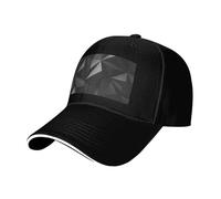 AQRJKHD Black Geometric Trucker Hat for Men Women Adjustable Baseball Cap Low Crown Distressed Snapback Hat, Black, One Size