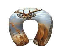 AQRJKHD Buck Deer Neck Pillow for Traveling Upgraded Travel Neck Pillow for Airplane Memory Foam Travel Pillow for Flight Headrest Sleep U Shaped Airplane Portable Pillow Plane Accessories