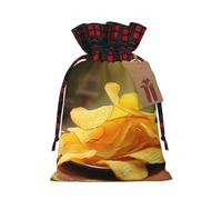 AQRJKHD Christmas Drawstring Gift Bags Buffalo Plaid Xmas Gift Sack with Tag & Tie Potato Chips Wrapping Sacks Pouches Favor Santa Bag for Wrapping Presents Christmas Birthday Party Xmas Party
