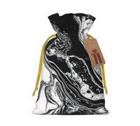 AQRJKHD Christmas Drawstring Gift Bags Xmas Gift Sack with Tag & Tie Black and White Marble Wrapping Sacks Pouches Favor Santa Bag for Wrapping Presents Christmas Birthday Party Xmas Party
