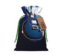 AQRJKHD Christmas Drawstring Gift Bags Xmas Gift Sack with Tag & Tie Blue Guitar Wrapping Sacks Pouches Favor Santa Bag for Wrapping Presents Christmas Birthday Party Xmas Party