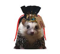 AQRJKHD Christmas Drawstring Gift Bags Xmas Gift Sack with Tag & Tie crown with hedgehog Wrapping Sacks Pouches Favor Santa Bag for Wrapping Presents Christmas Birthday Party Xmas Party