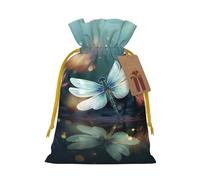 AQRJKHD Christmas Drawstring Gift Bags Xmas Gift Sack with Tag & Tie Dragonfly with Water Lily Wrapping Sacks Pouches Favor Santa Bag for Wrapping Presents Christmas Birthday Party Xmas Party
