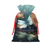 AQRJKHD Christmas Drawstring Gift Bags Xmas Gift Sack with Tag & Tie Dragonfly with Water Lily Wrapping Sacks Pouches Favor Santa Bag for Wrapping Presents Christmas Birthday Party Xmas Party