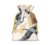 AQRJKHD Christmas Drawstring Gift Bags Xmas Gift Sack with Tag & Tie Flying Cranes Wrapping Sacks Pouches Favor Santa Bag for Wrapping Presents Christmas Birthday Party Xmas Party
