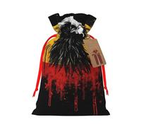 AQRJKHD Christmas Drawstring Gift Bags Xmas Gift Sack with Tag & Tie Germany Flag Eagle Wrapping Sacks Pouches Favor Santa Bag for Wrapping Presents Christmas Birthday Party Xmas Party