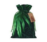 AQRJKHD Christmas Drawstring Gift Bags Xmas Gift Sack with Tag & Tie Green Tropical Jungle Plant Wrapping Sacks Pouches Favor Santa Bag for Wrapping Presents Christmas Birthday Party Xmas Party