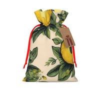 AQRJKHD Christmas Drawstring Gift Bags Xmas Gift Sack with Tag & Tie Lemon Wrapping Sacks Pouches Favor Santa Bag for Wrapping Presents Christmas Birthday Party Xmas Party